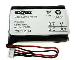 Li-Ion 663450 (653450)-MR 2x1 Plugg 37 (3,7V-2660mAh)