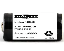 Li-Ion 16340 (3.7V-700mAh)(protected)
